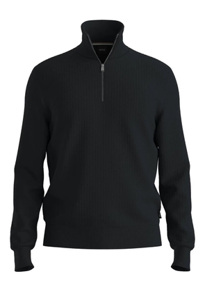 BOSS textured zip sweater - Black