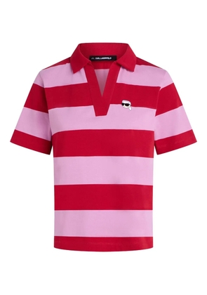 Karl Lagerfeld striped polo-collar t-shirt - Red