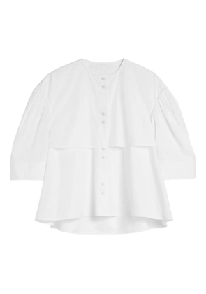 Jil Sander gathered short-sleeves poplin shirt - White