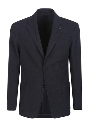 Lardini striped patch-pocket blazer - Blue