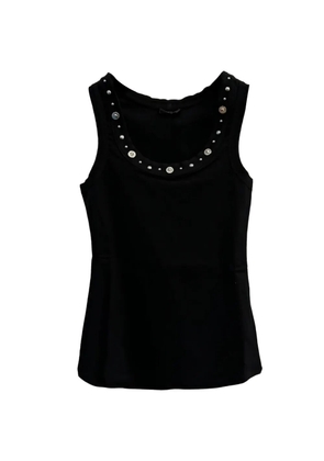 Versace Medusa-plaque studded tank top - Black