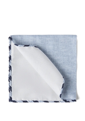 Brunello Cucinelli striped-trim silk pocket square - Blue