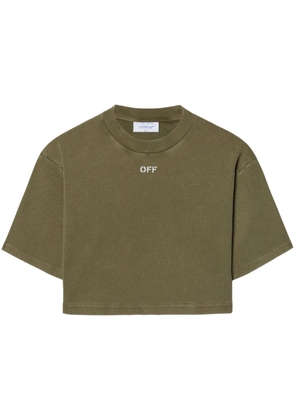 Off-White logo-embroidered ribbed T-shirt - Green
