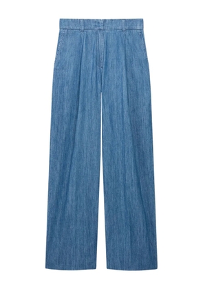 Another Tomorrow wide-leg chambray trousers - Blue