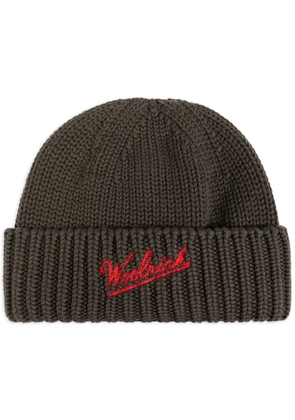 Woolrich logo-intarsia beanie - Green