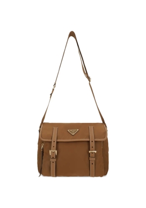 Prada medium triangle-logo cross body bag - Brown