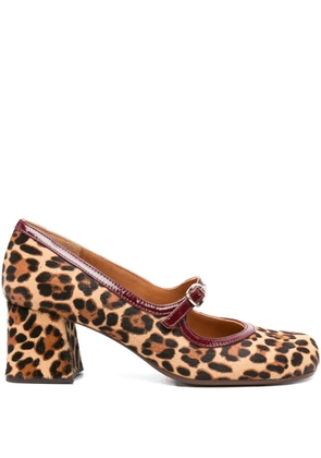 Chie Mihara 60mm leopard-print block-heel pumps - Brown