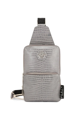 Philipp Plein croc-embossed leather shoulder bag - Grey