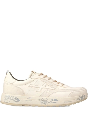 Premiata Nous 7733 logo-stamped leather sneakers - Neutrals