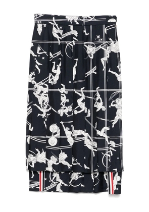 Thom Browne below-knee dropped-back pleated skirt - Blue