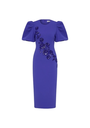 Rebecca Vallance Evolet puff-sleeve embellished midi dress - Blue