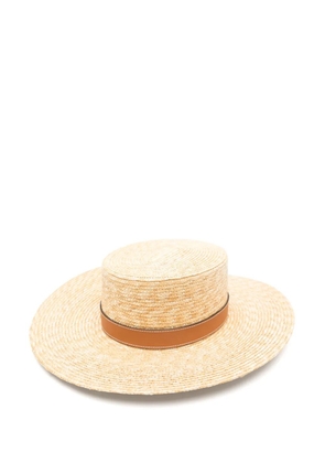 Gucci logo-plaque boater hat - Neutrals