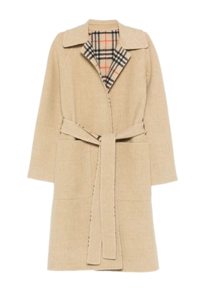 Burberry check-lined belted coat - Neutrals