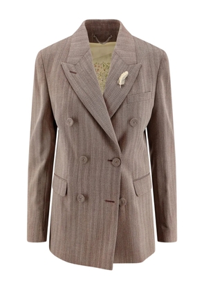 Golden Goose double-breasted feather-detail jacket - Neutrals