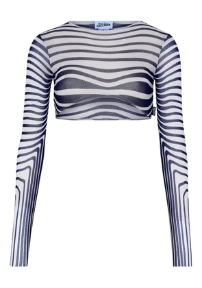 Jean Paul Gaultier long-sleeves morphing-stripes top - White