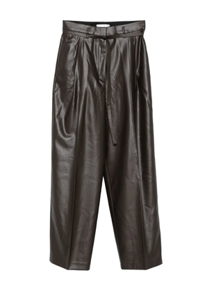 Christian Wijnants pleated leather trousers - Brown