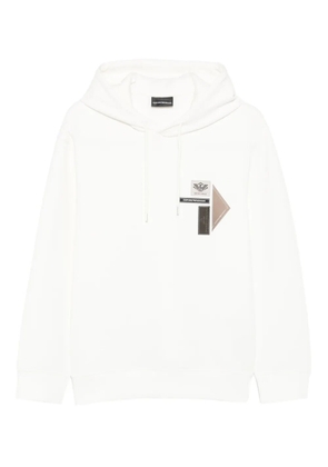 Emporio Armani logo-patch hooded sweater - White