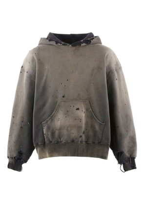 SAINT MXXXXXX distressed front pouch pocket hoodie - Grey