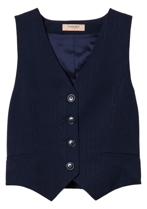 TWINSET lurex-detail pinstriped waistcoat - Blue