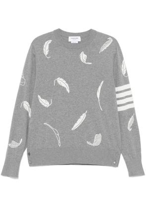 Thom Browne feather-intarsia cotton sweater - Grey