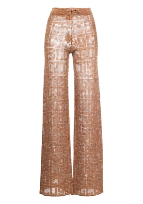 GCDS crochet high-waisted trousers - Orange