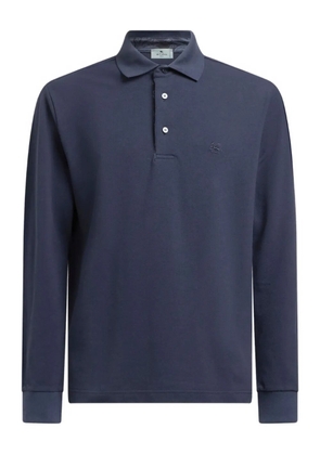ETRO logo-embroidery long-sleeve polo shirt - Blue