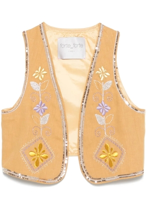 Forte Forte floral-embroidery gilet - Neutrals