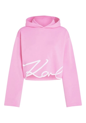 Karl Lagerfeld signature-hem hoodie - Pink