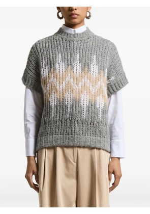 Peserico short-sleeve geometric-pattern vest - Grey