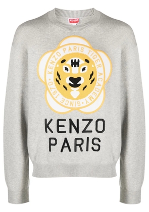 Kenzo logo-patch wool-cotton jumper - Grey