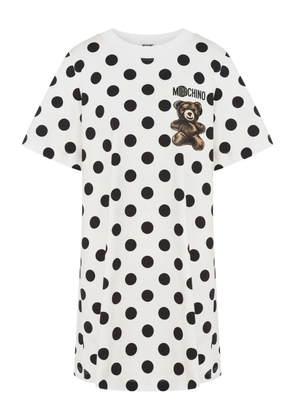 Moschino polka-dot teddy mini day dress - White
