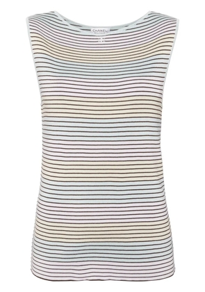 CHANEL Pre-Owned 1998 CC striped tank top - Blue