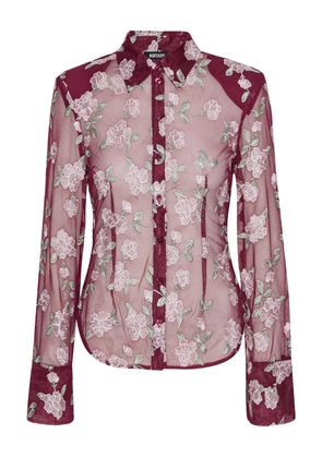 ROTATE BIRGER CHRISTENSEN floral-embroidered mesh shirt