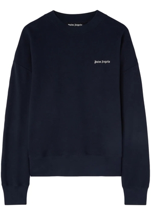 Palm Angels logo-print cotton sweatshirt - Blue