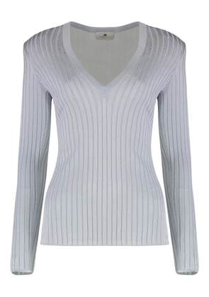 Elisabetta Franchi ribbed padded-shoulders top - Grey