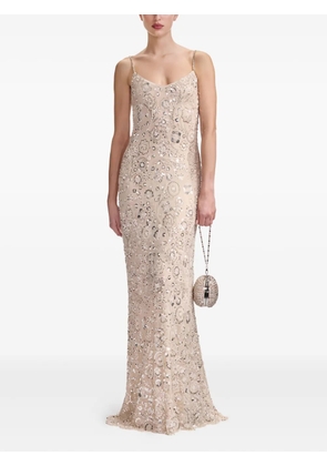 Self-Portrait embellished spaghetti-strap dress - White