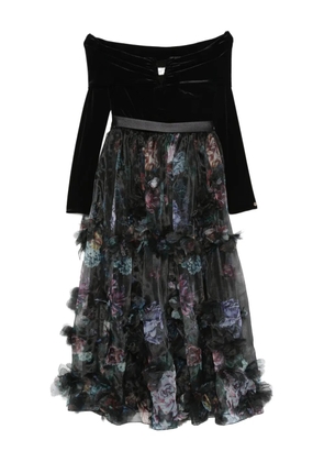 NISSA off-shoulder ruffled dress - Black