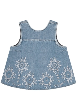 GANNI open-back denim top - Blue