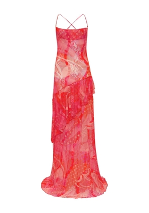 Donde Esteban Toronja layered lace maxi dress - Orange