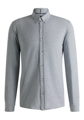 BOSS textured long-sleeve cotton shirt - Blue