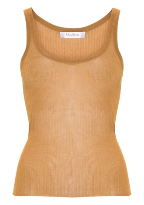 Max Mara semi-sheer fine-ribbed top - Brown