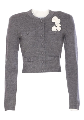 Self-Portrait crochet-flower button cardigan - Grey