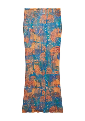 Donde Esteban El Beso mesh maxi skirt - Blue