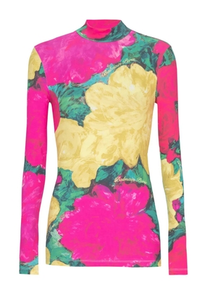 Balmain rose-print turtleneck top - Pink