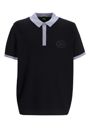 BOSS logo-plaque polo shirt - Black