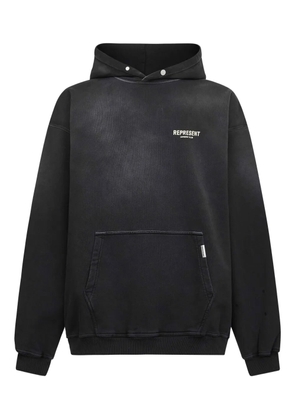 Represent logo-print cotton hoodie - Black