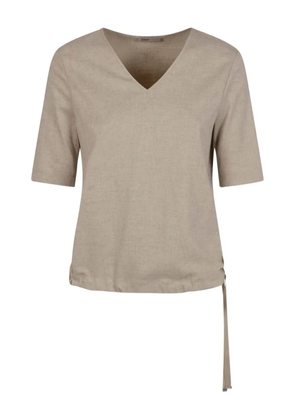 Herno V-neck side-tie top - Neutrals