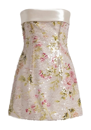 Alberta Ferretti sequin floral mini dress - Neutrals