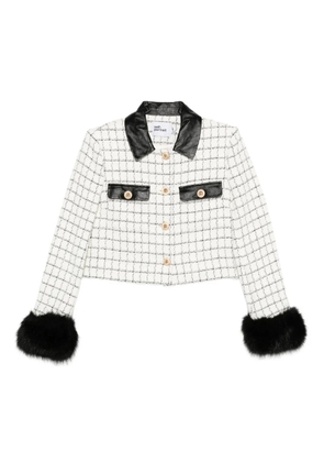 Self-Portrait checked faux-fur cuff jacket - Neutrals