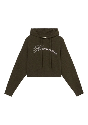 Blumarine cropped logo-embellished hoodie - Green